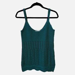 Old Navy Knit Crochet Style Cotton Tank Top Green Y2K Women’s Medium